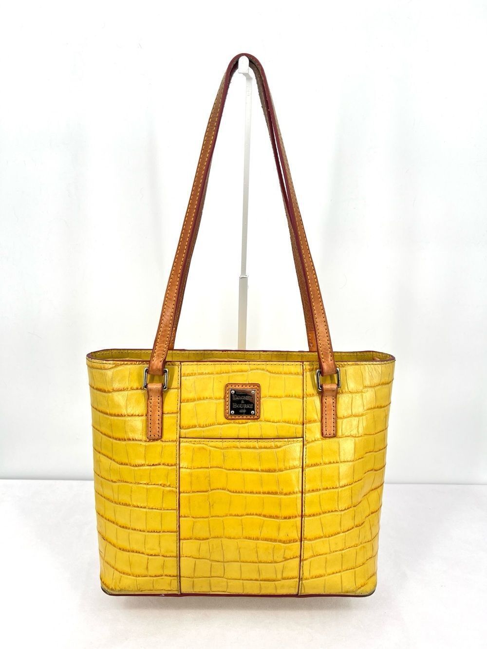 Dooney & Bourke Croco Embossed Sunburst Yellow Leather Lexington Shopper Tote